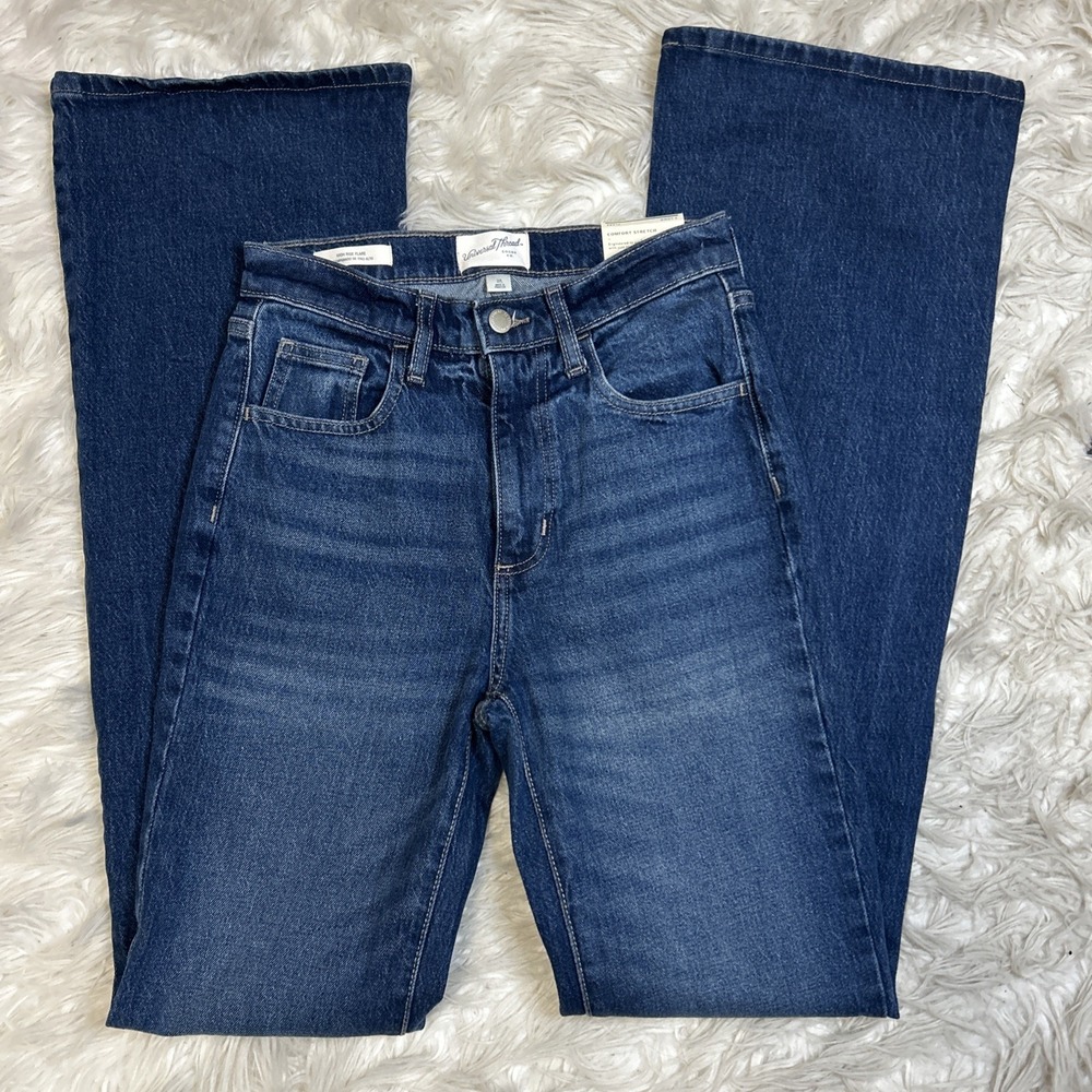 High-Rise‎ Flare Comfort Stretch Blue Denim Jeans Sz 2 Long NWT Universal Thread